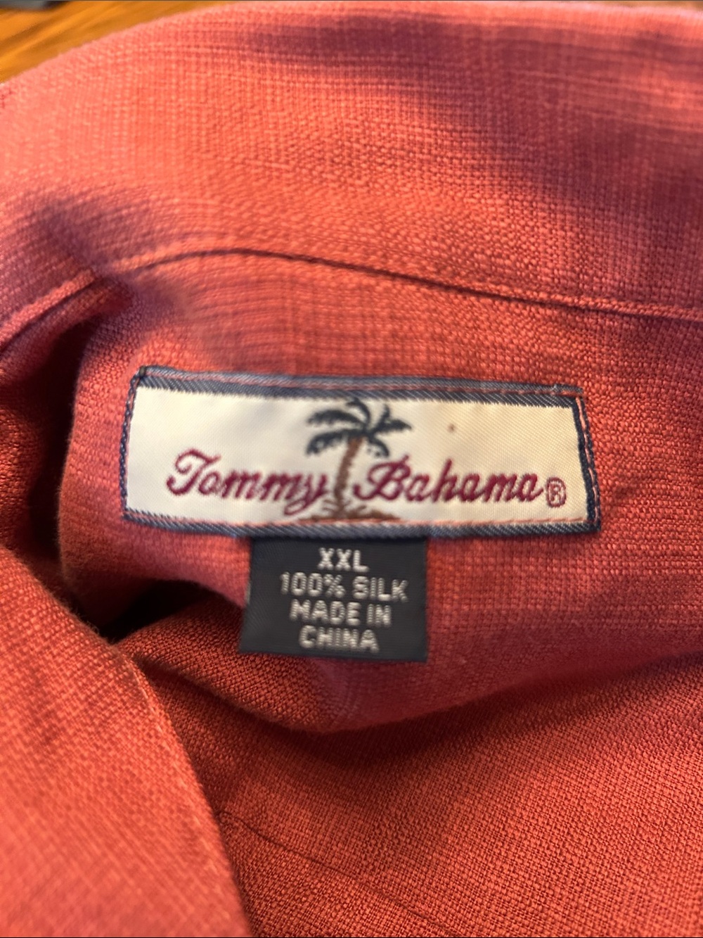 Men's Tommy Bahama Rust Orange Button-Up Shirt - Picture 4 of 5